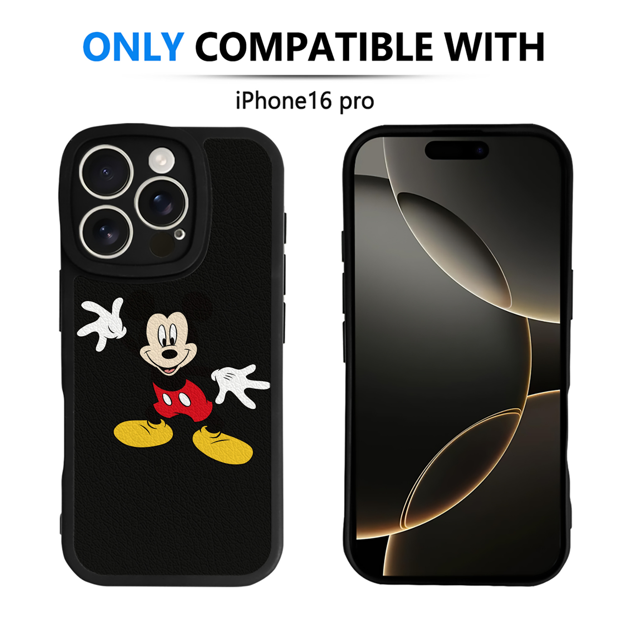 （画像用） ミッキーマウス Mickey Mouse 【iPhone 16シリーズ対応】シリコンスマホケース（レザー調） 材質：シリコン